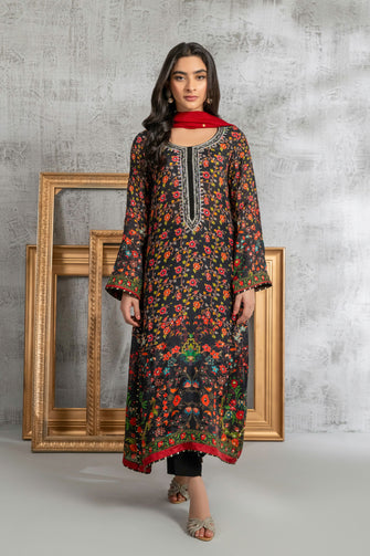 Black and Red Printed Shirt Dupatta